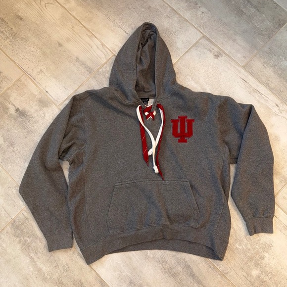 Enza Indiana University IU Hoodie Sweatshirt Gray Pullover Unisex Size L - Picture 1 of 6
